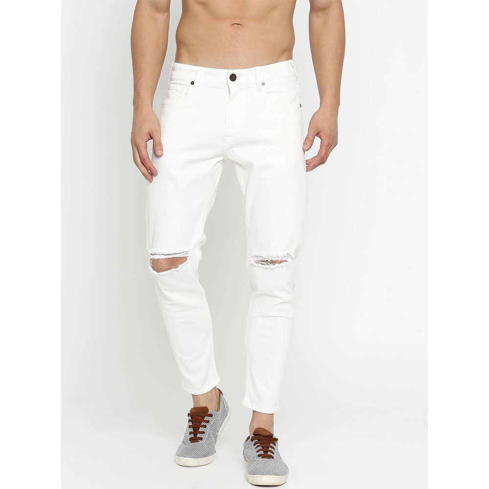 Premium White color distracted jeans for Men