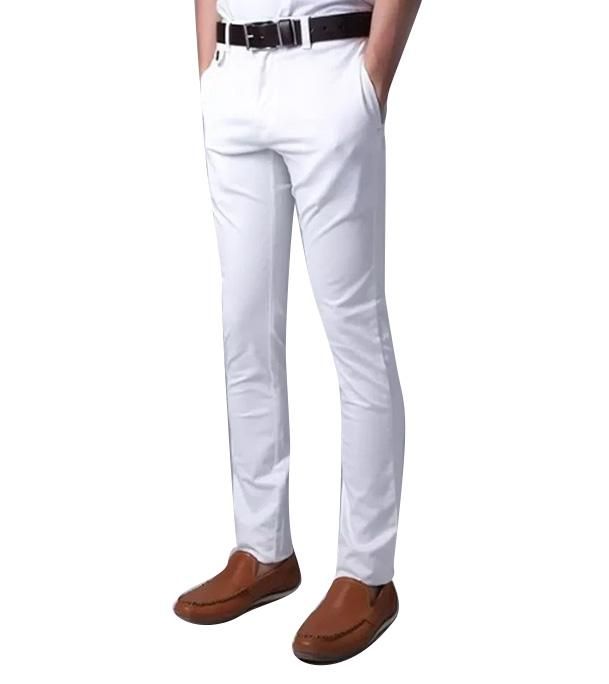 White Twill Gabardine Pant For Men