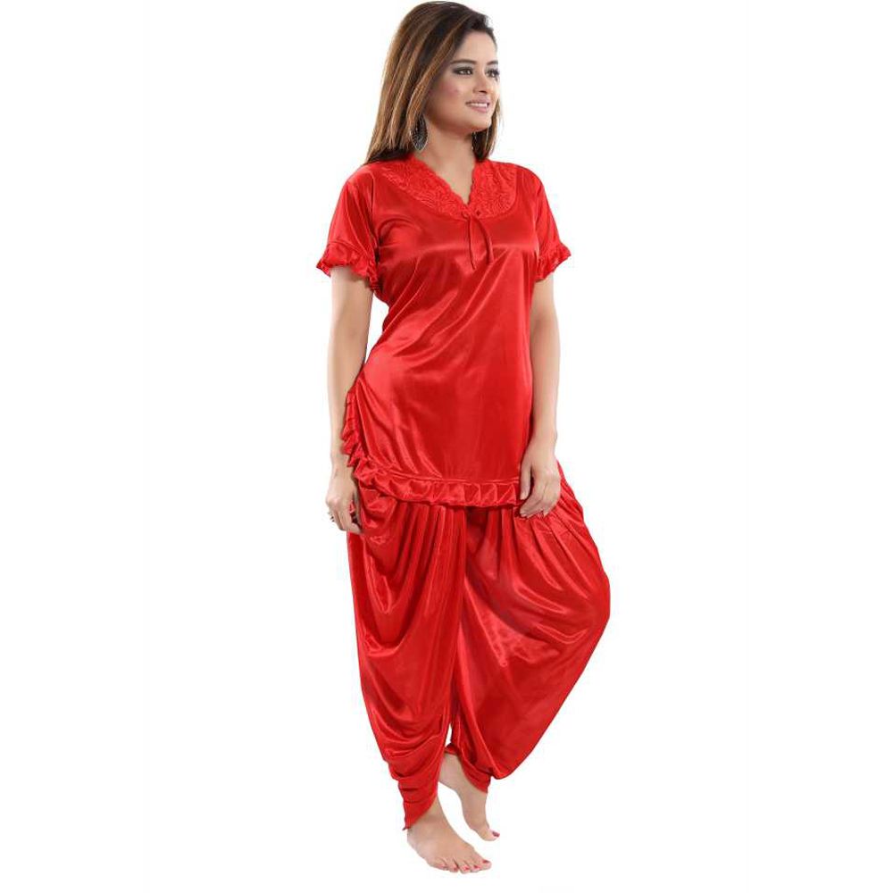 Unique, Fashionable, Comfortable Dhuti Pattern Style Night Dress (2 Part) -5