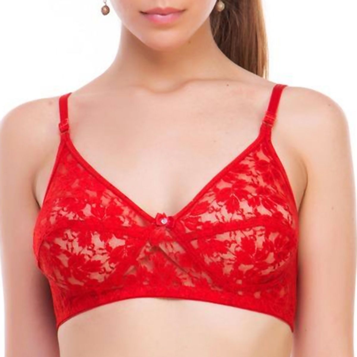 Cotton Net Bra For Women (Red)