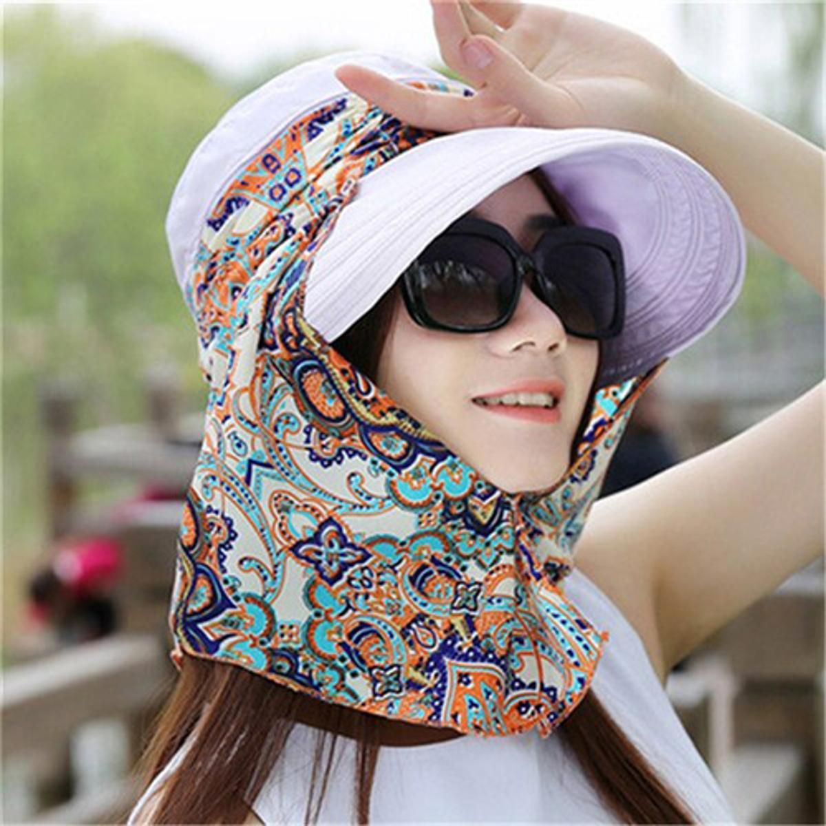 Floral Printed Summer Sun Hats for Women Chapeu Feminino Foldable Visors Cap Sun Collapsible Anti-UV Wide Brim Hat