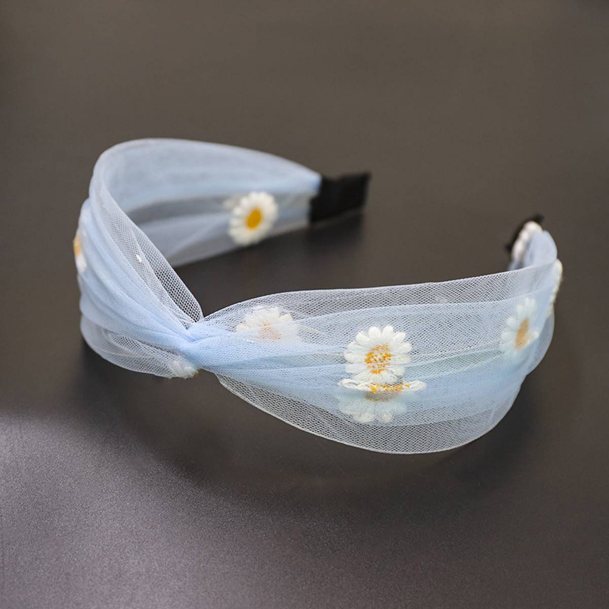 【ALLGOOD】Flower Printed Lace Mesh Hairband Cross  Women Headband Female Girls Simple WiHair Band Accessories