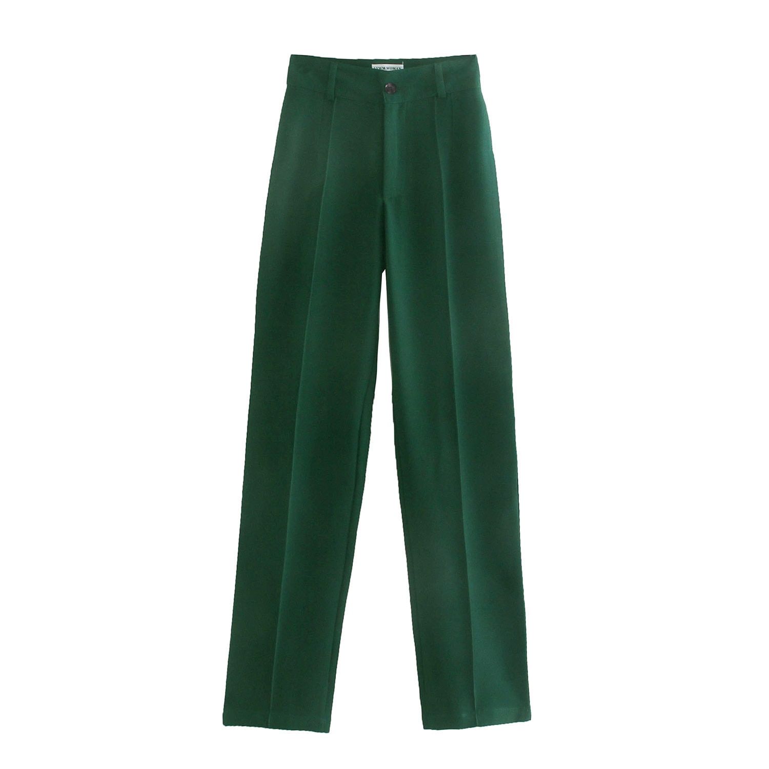 Women pants Vintage High Waist Zipper Fly Chic Fashion Side Pockets Straight Pants Female Trousers formal wear Suit pants