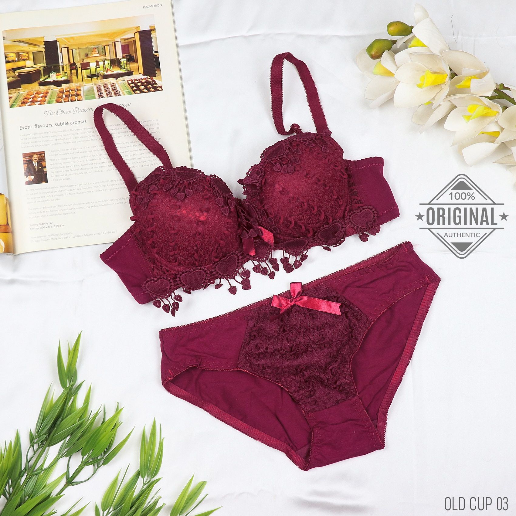100 % Imported Premium Quality Fancy Floral Lace Design Bra Panty Set for Women