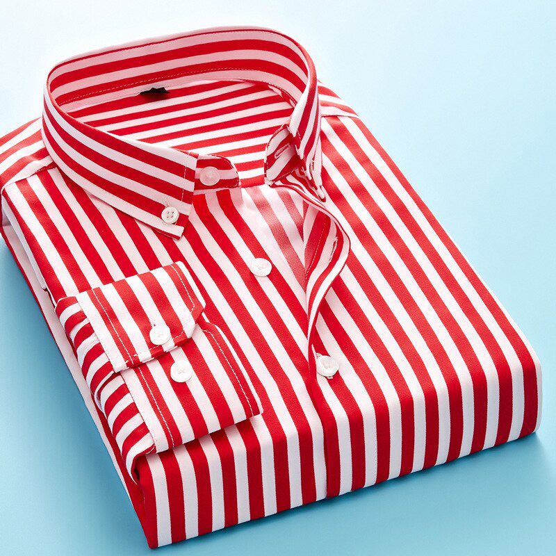 New Spring Autumn Cotton Casual Shirts Men Fashion Button Down Long Sleeve Striped Shirt Regular Fit Male Blouse