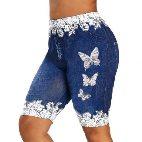 women's shorts vintage femme loose Shorts Women Fashion Lace Patchwork Butterfly Print Shorts Sports Minipants