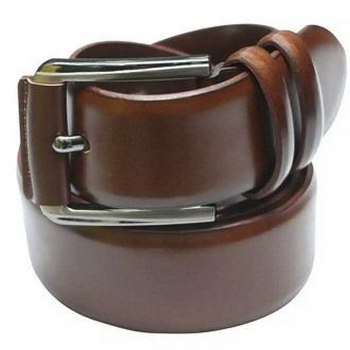 Brown artificial leather belt for men