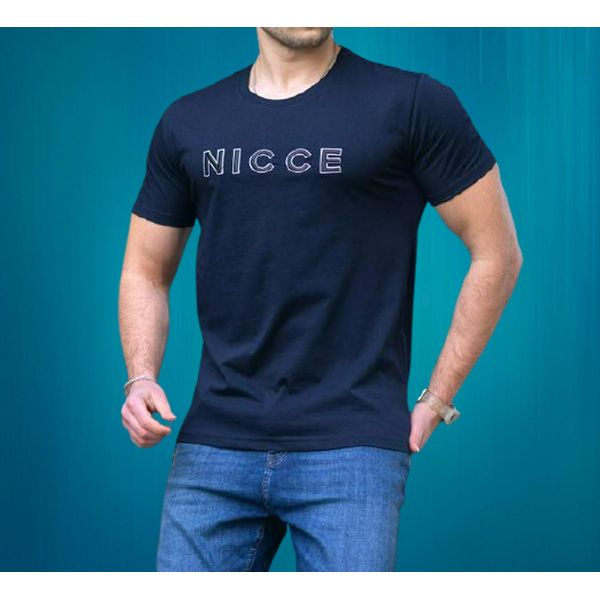 Blue Cotton Short Sleeve T-Shirt for Men