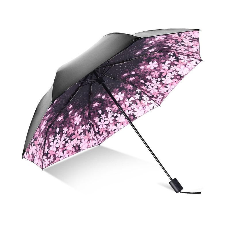 3D Starry Night Anti-UV Rainy Sunny Umbrella Ultralight Travel Windproof Umbrella Women Gift - Pink