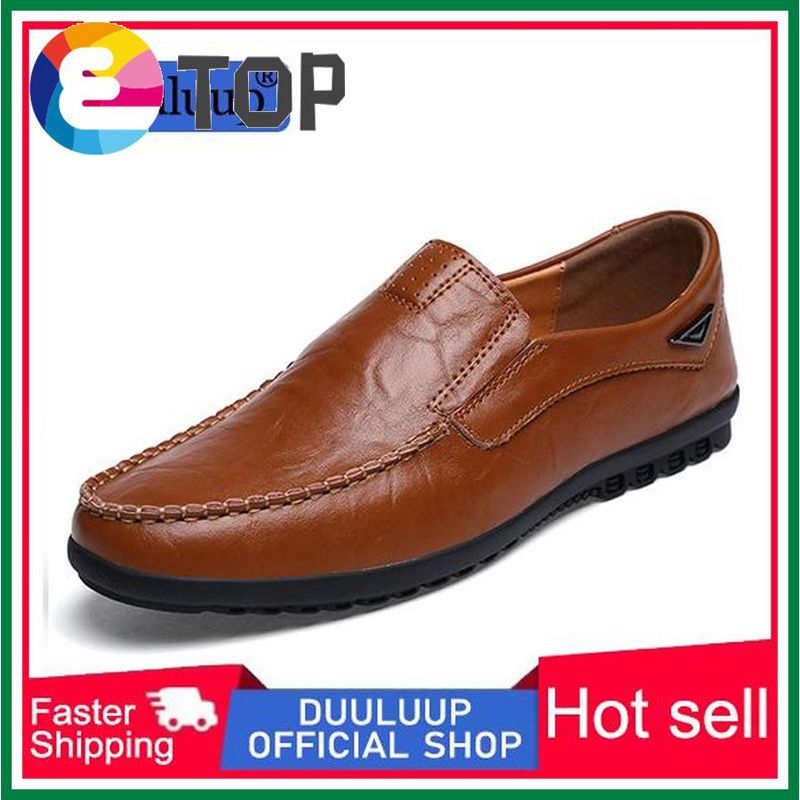Duuluup New Fashion Rubber Sole Leather Shoes Leather Men Formal Shoes Office Business Breathable Men Shoes Three Colors PlusSize Shoes 38-47