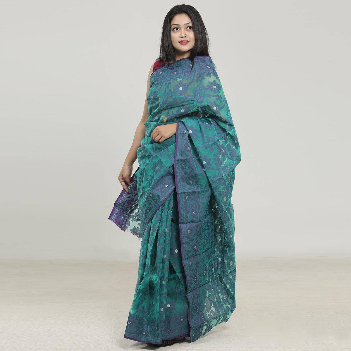 Multicolour Silk Jamdani Saree For Women