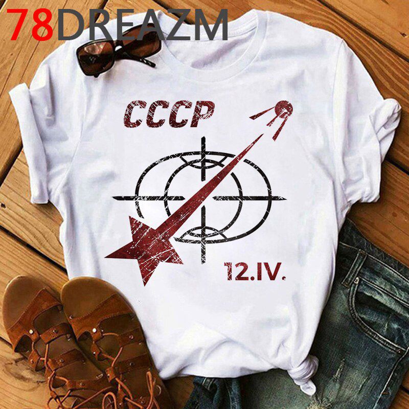 USSR CCCP Soviet Union Russia T Shirt Men Summer Top Funny Space  Graphic Tees Russian Style T-shirt  Hop Tshirt Male