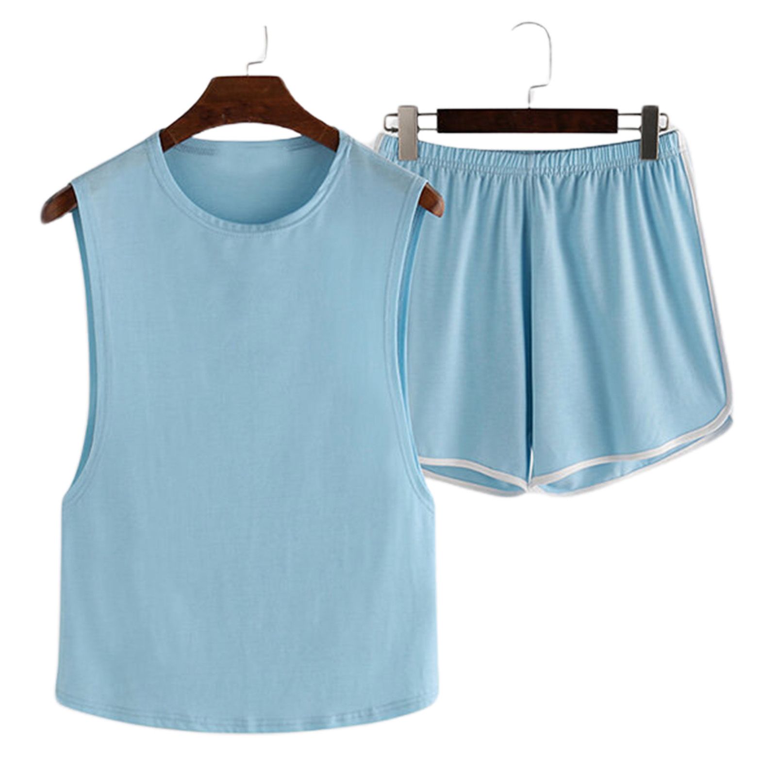 Sleepwear Sleeveless Elastic Men Solid Color Comfortable Pajamas Set for Family