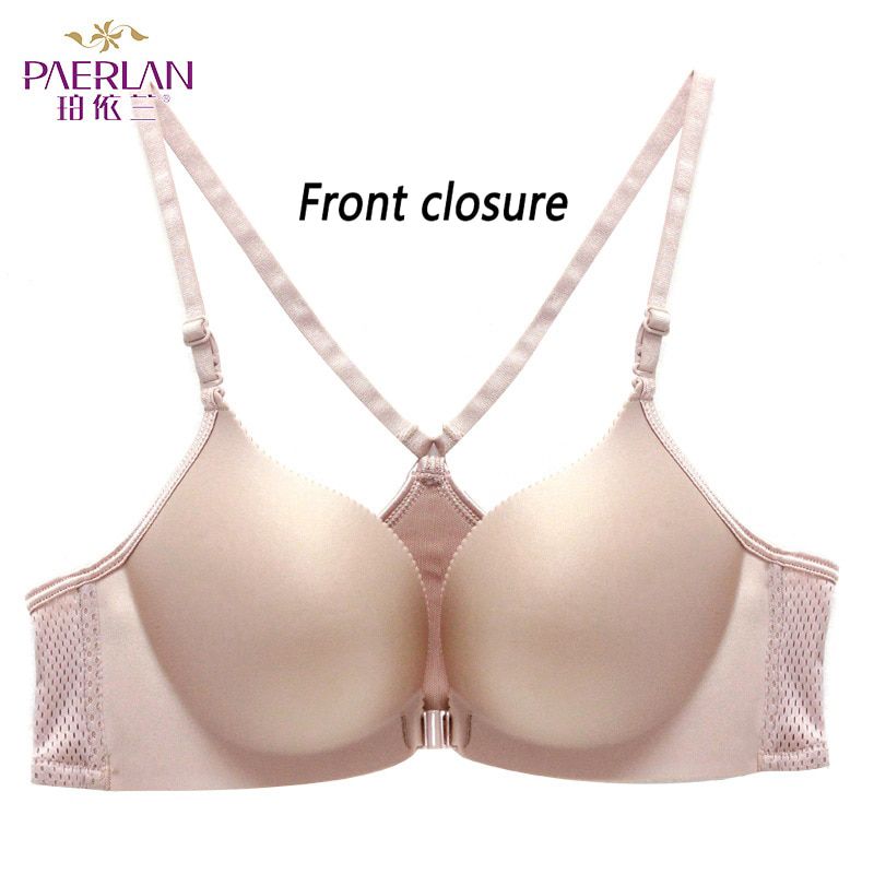PAERLAN Lycra Wireless front button female bra type vest design a chip glossy seamless push up underwear Adjusted-straps