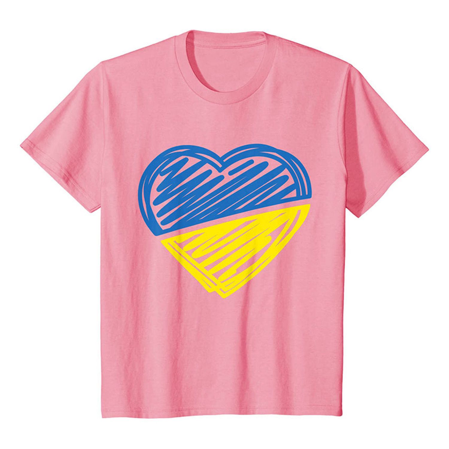 Women Pullover T-shirt Multi-color Short Sleeve Ukraine Flag Pullover