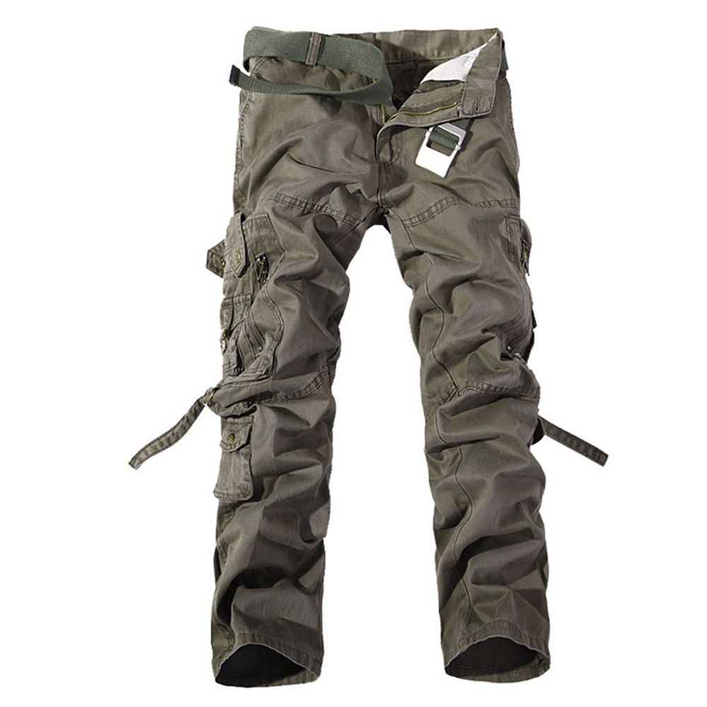 New Men Cargo Pants  green big ckets decoration mens Casual trousers easy wash male autumn  pants plus size 42