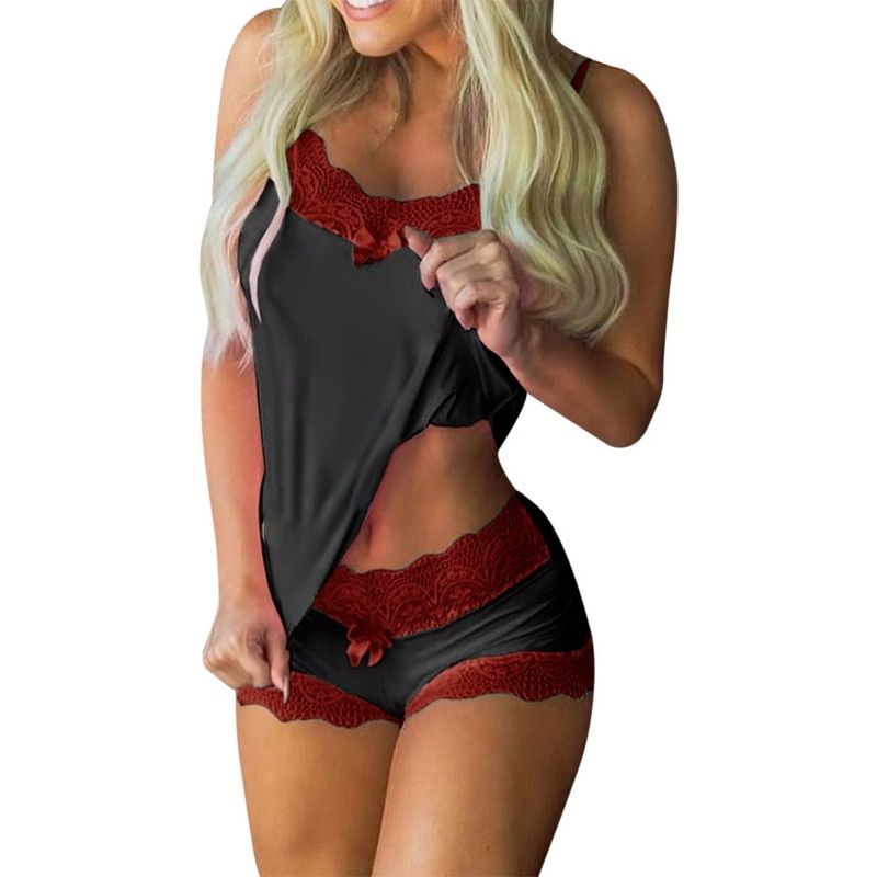 Silk Pajamas for Women Pyjama Sets 2 Piece Lace Underwear Summer Pijama Suits Shorts Breve y Sleepwear Bowknot Outfit Ladies