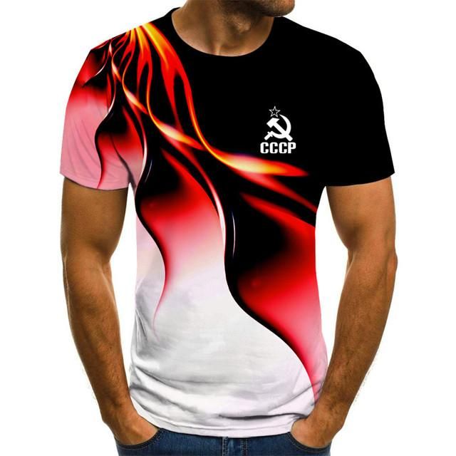 Men's T-shirt Summer CCCP Russia T-shirt Male Soviet Union Soviet Moscow Men Tees O Neck Top Men's Short Sleeve T-shirt