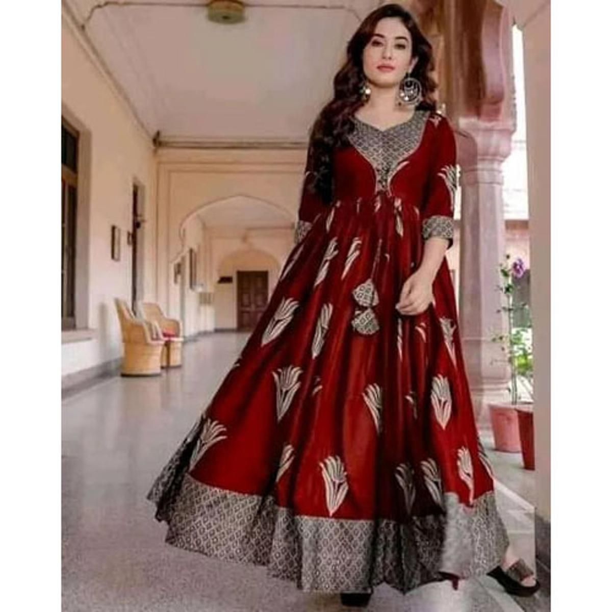 New Exclusive designed Gown 1piece long kurti different koti, Gown long kurti For Stylish Women / Girls - Dress For Girls - Dress For Girls - 3 Pice Dress - Three Piece