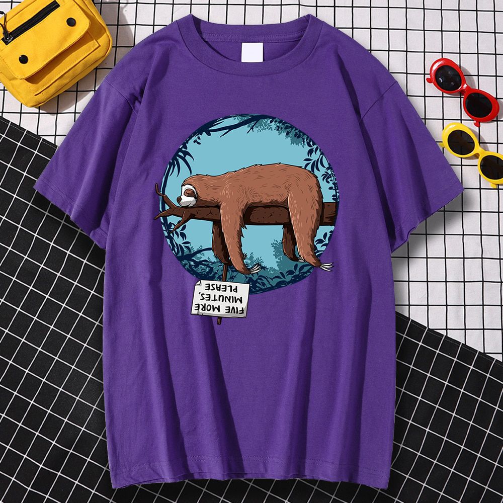 Sleeping Sloth Personality Print T Shirts Men's Fashion Loose Tshirt Crewneck Breathable Tops Summer Oversize Streetwear Men New