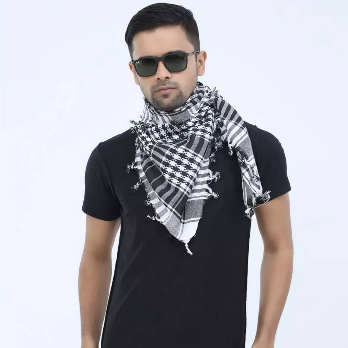Soft Cotton Head scarf (40/40 inch) Haji Rumal/Gamcha Muslim Busana/Tie/Cap Hazi Pagri/Keren/Towel Men's Hijab/Hejab Tupi/Hat for Men-Black