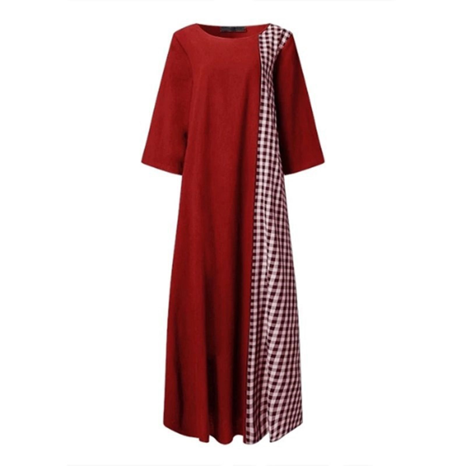 Beh Dress Plaid Loose-fitting Ankle Length Dress