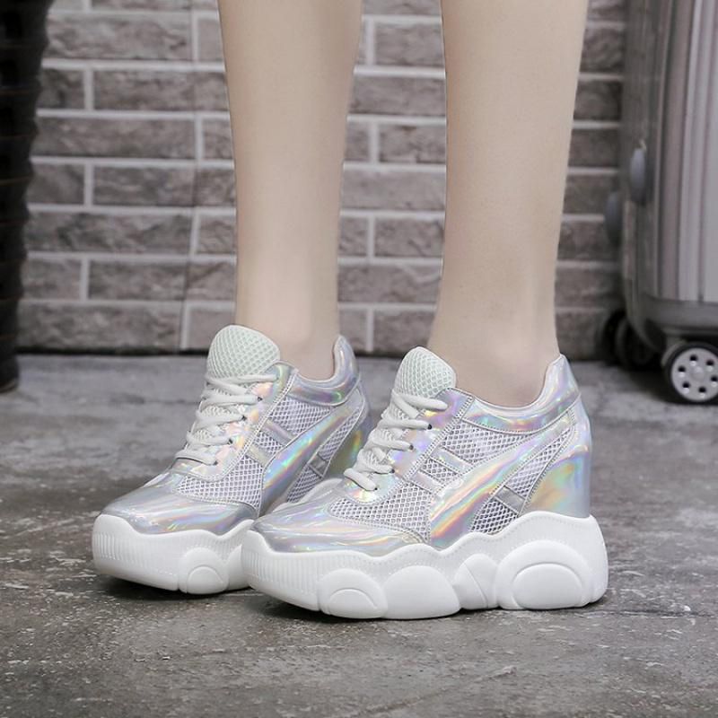 10cm/3.9  Wedge Heels Shoes for Women Fashion Thick Bottom Sneakers