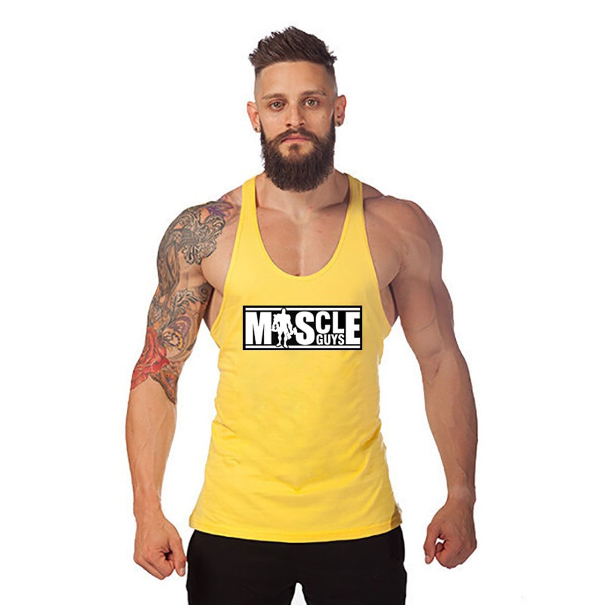 Mens Bodybuilding Stringer TaTops Cotton Gym Stringer Shirt Fitness Tanktop Men Cut Off Clothing Muscle Training Vest
