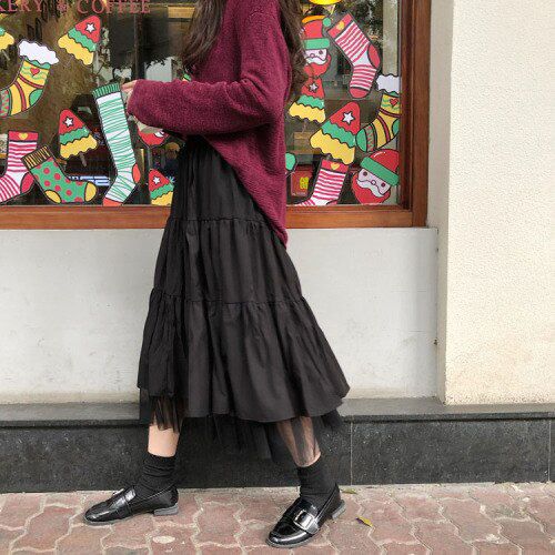 Boho Long Skirt for Women Skirts Harajuku Korean Style White Black Maxi Skirt for Teenagers High Waist Skirt School Skirts