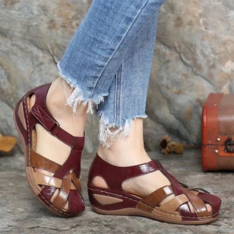 Fashion Wedge Sandals for Women Round Comfortable Outdoor Plus Size Sandal Female Wedges Soft Casual Walking Sandals Pregnant Flat Shoes