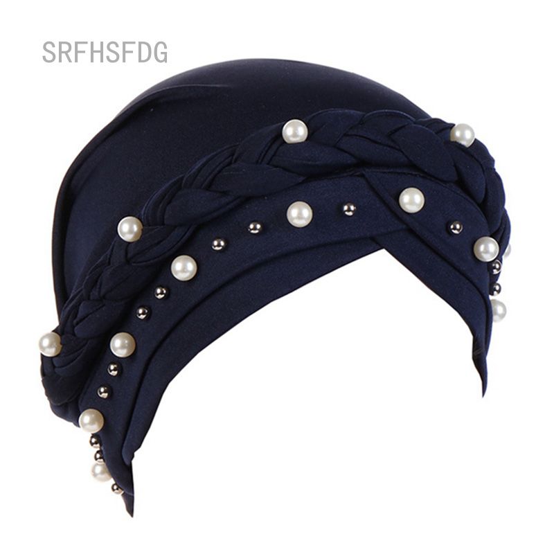 【ALLGOOD】Multicolor Turban Hat Milk Silk Single Braid Nail Bea Baotou Solid Color Headdress