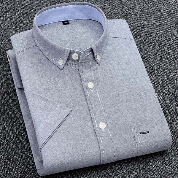 Summer Men's 100% Cotton Oxford Shirts Casual Slim Fit Design Short Sleeve Fashion Male