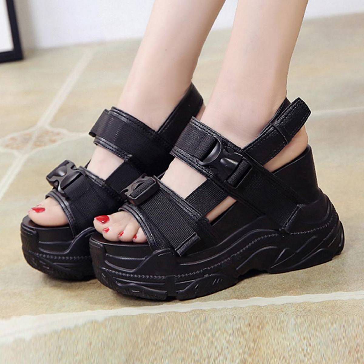Korean Style Women Sandals New Summer Muffin Bottom Open-Toed Casual Sandals Women High Heels Sport ShoeFashion Shoes Work casual shoes