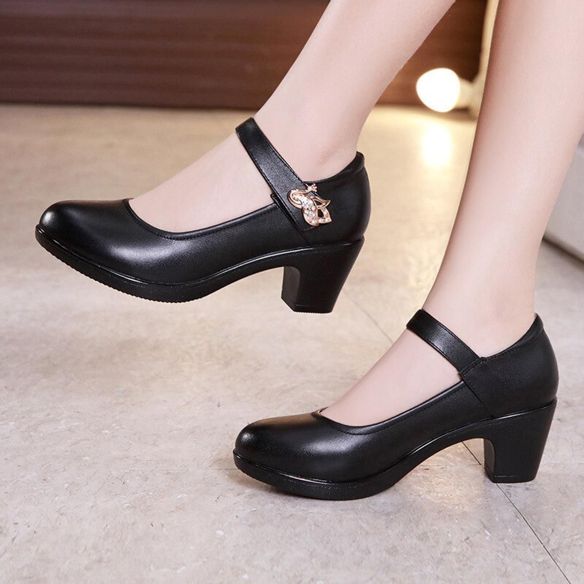 Black White Elegant Middle Heel Ladies Wedding Bride High Heels Shoes Women Pumps Small Plus Size 33 43 Tacones Mujer
