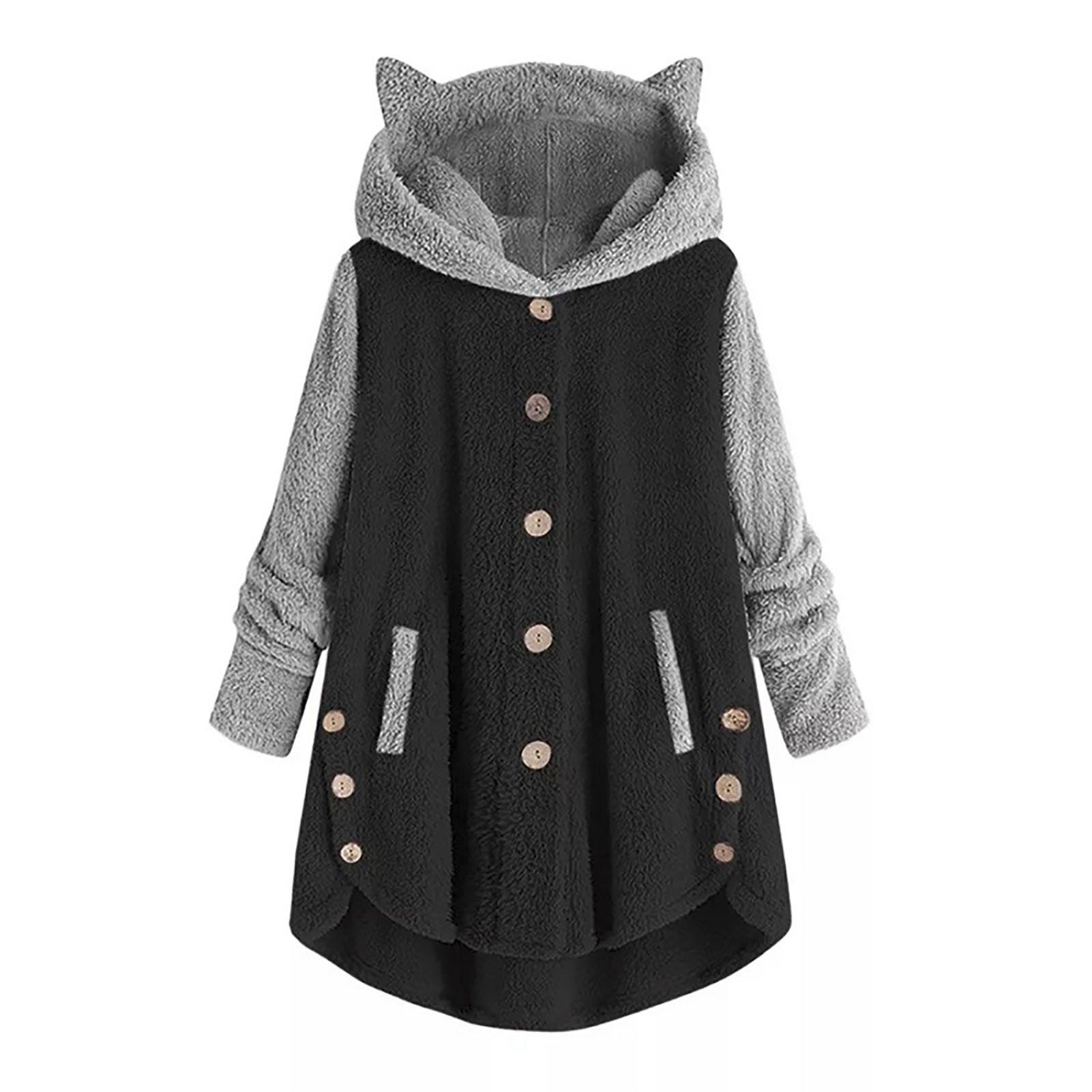 Women Outwear Patchwork Pattern Bear Ears Women Jacket