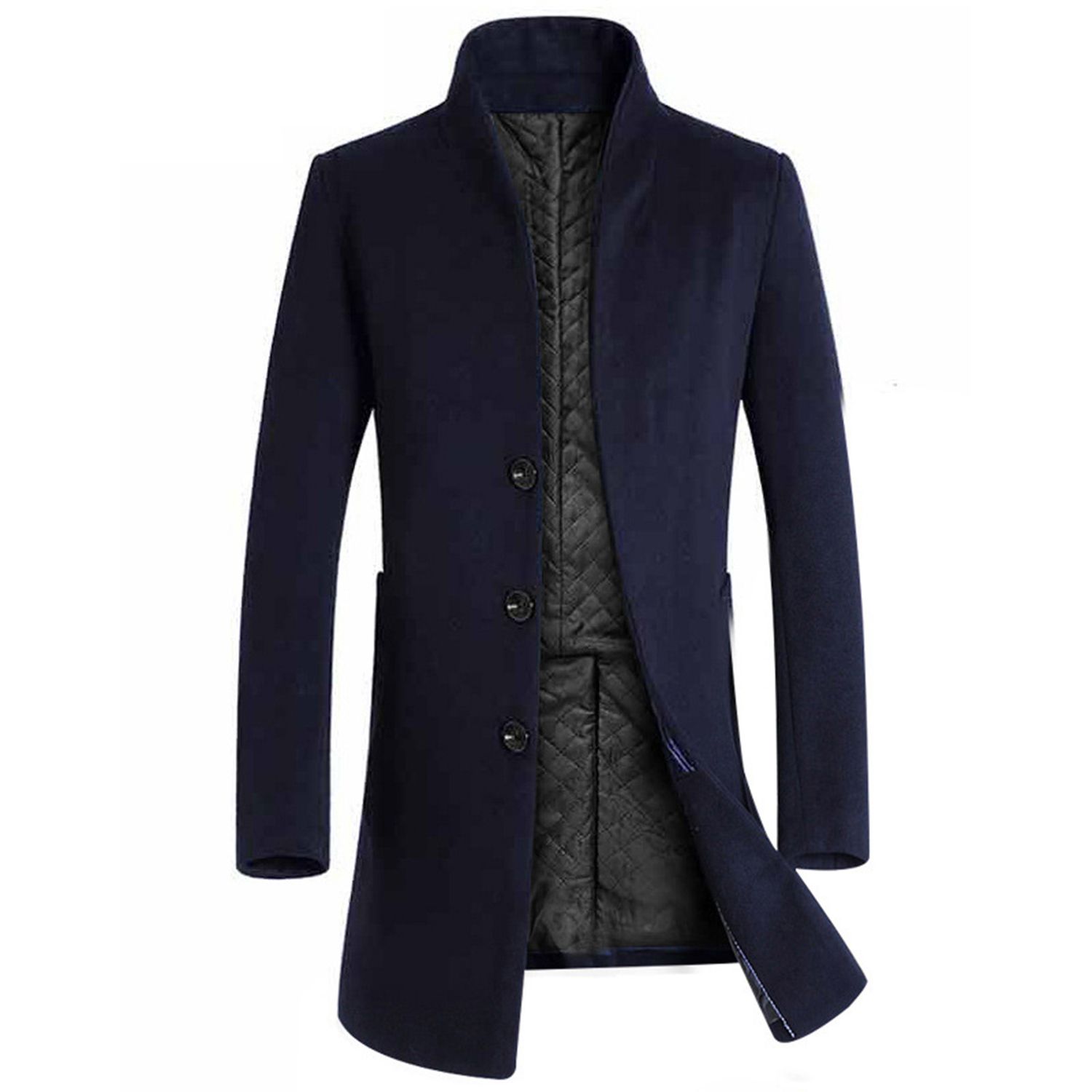 Men Trench t Single ed Pure Color Slim Fit Trench t