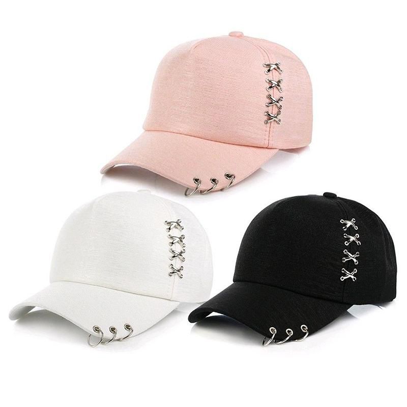 White Dews  Hat  Piercing Ring Baseball Adjustable Cap Hip Hop  Cap Fashion