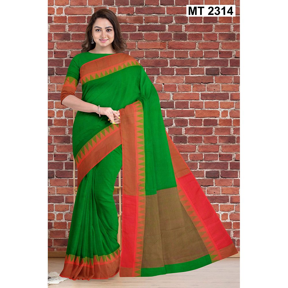 Multicolor Cotton Saree with Running Blouse Piece for Women (from Tangail)