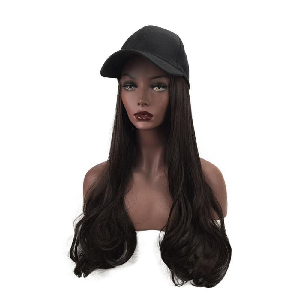 8 Colors Adjustable Hats Wavy Hair Extensions with Black Cap Female Baseball Cap Hat