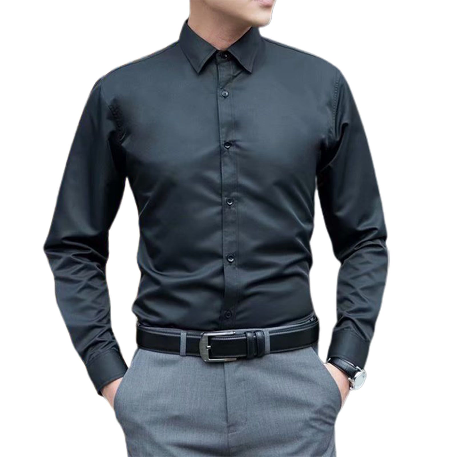 Winter Shirt Buttons Cuff Single-breasted Lapel Men Shirt