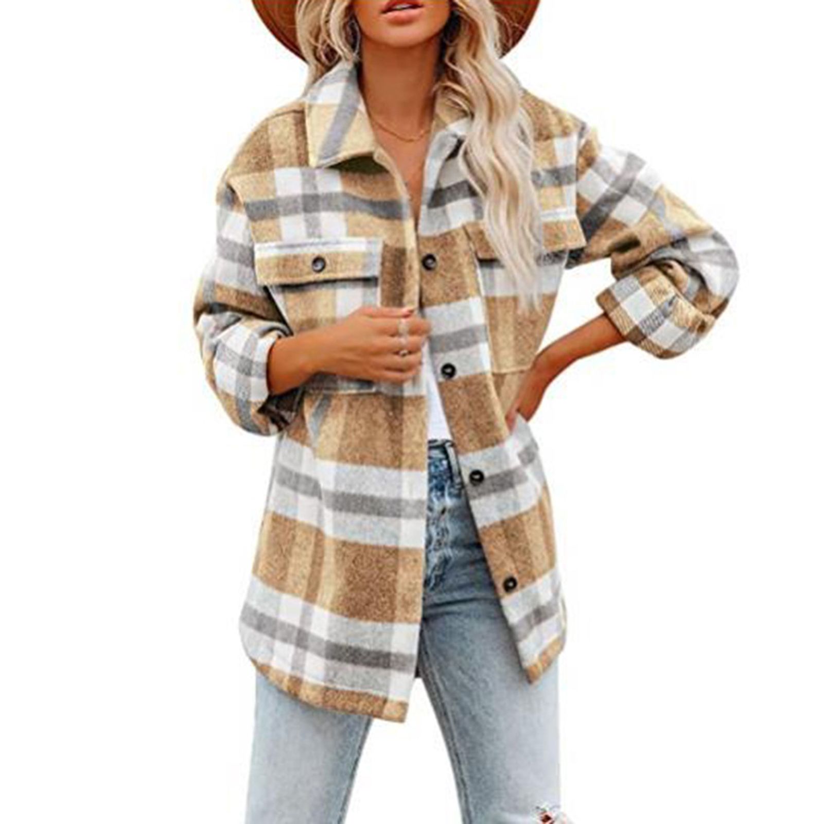 Shirt Jket Elegant Flap Pockets Single-ed Outerwear Top