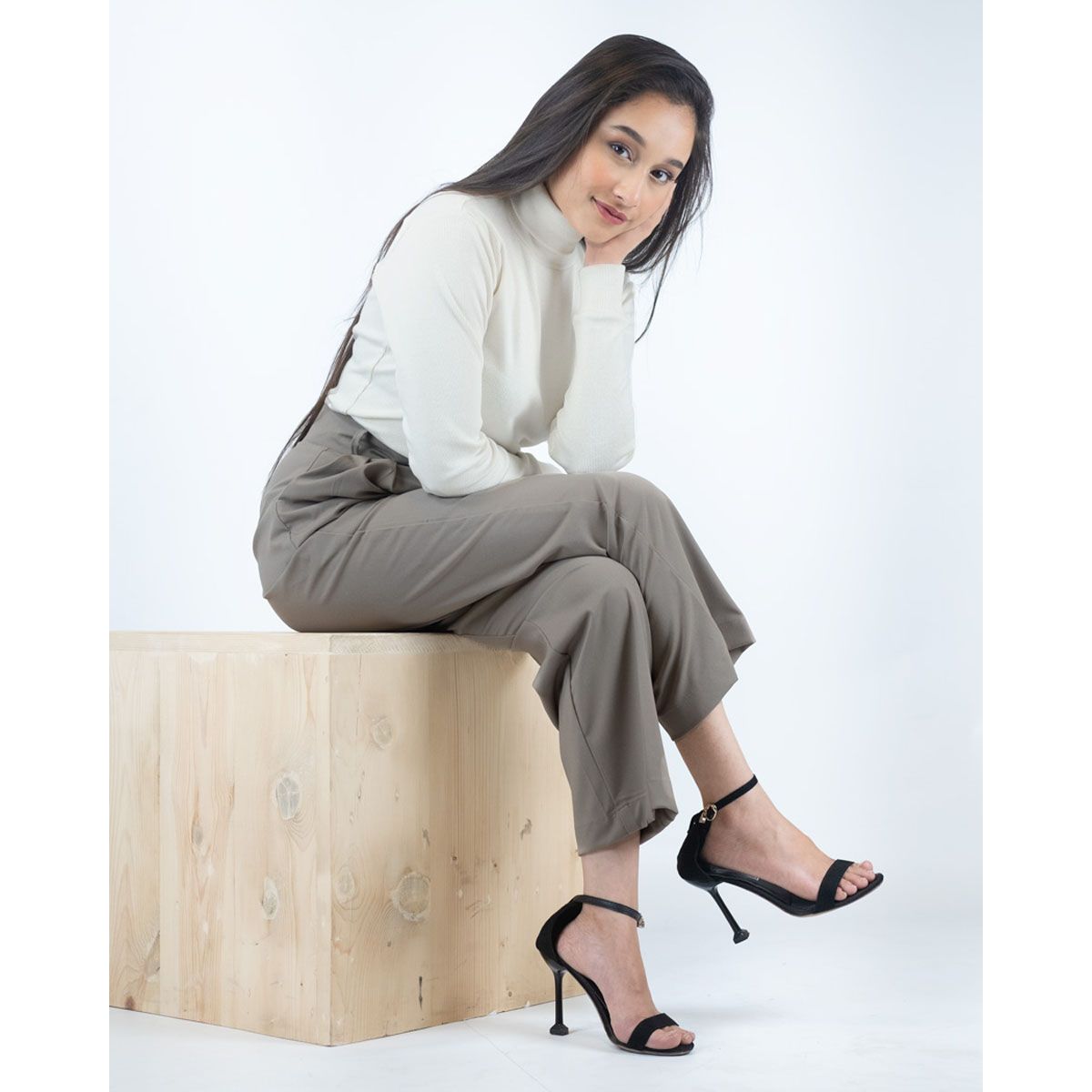 Grey Straight Fit Pleated Formal Pants