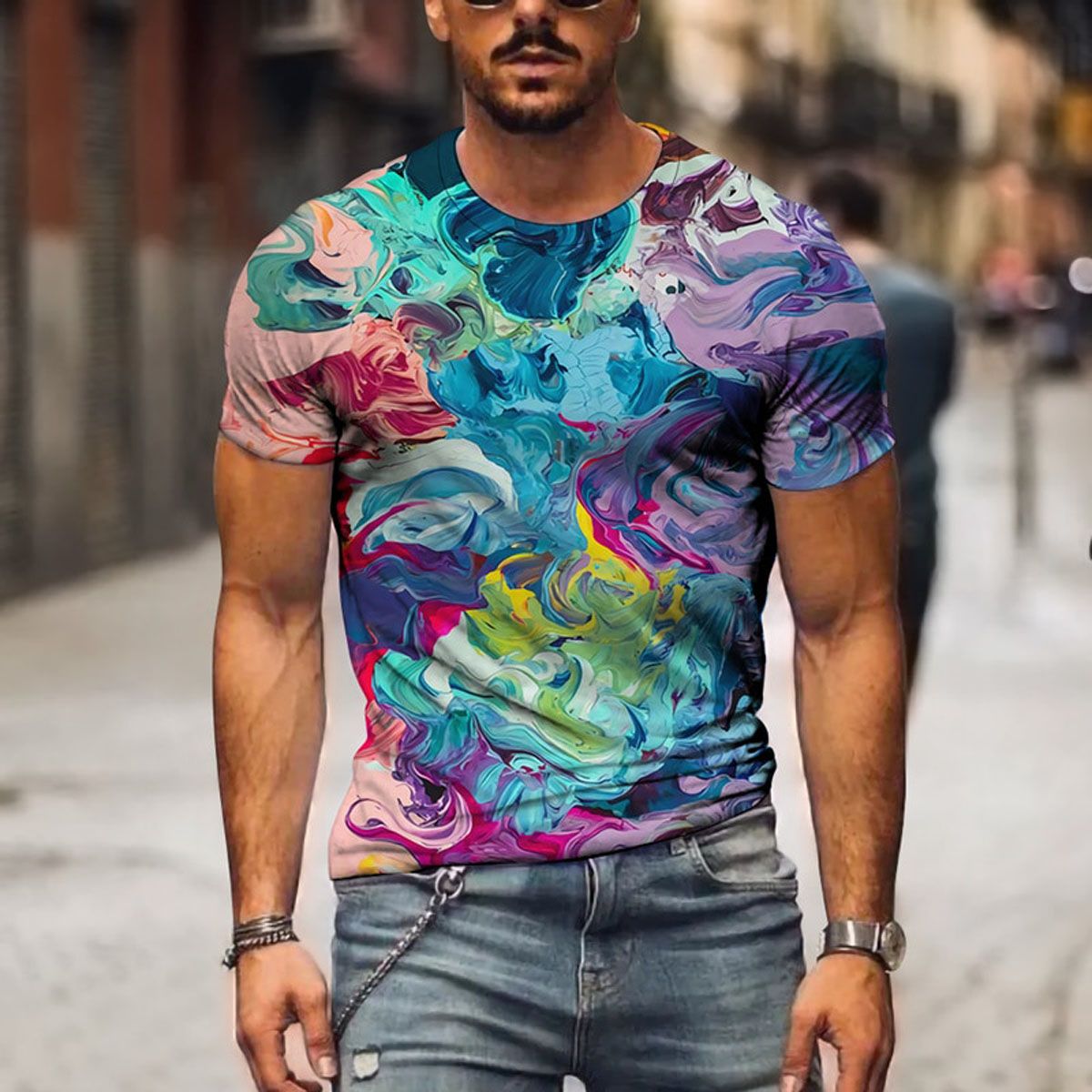 Summer fashion men's three-dimensional graphics 3D printing T-shirt casual fun T-shirt O-neck shirt streetwear
