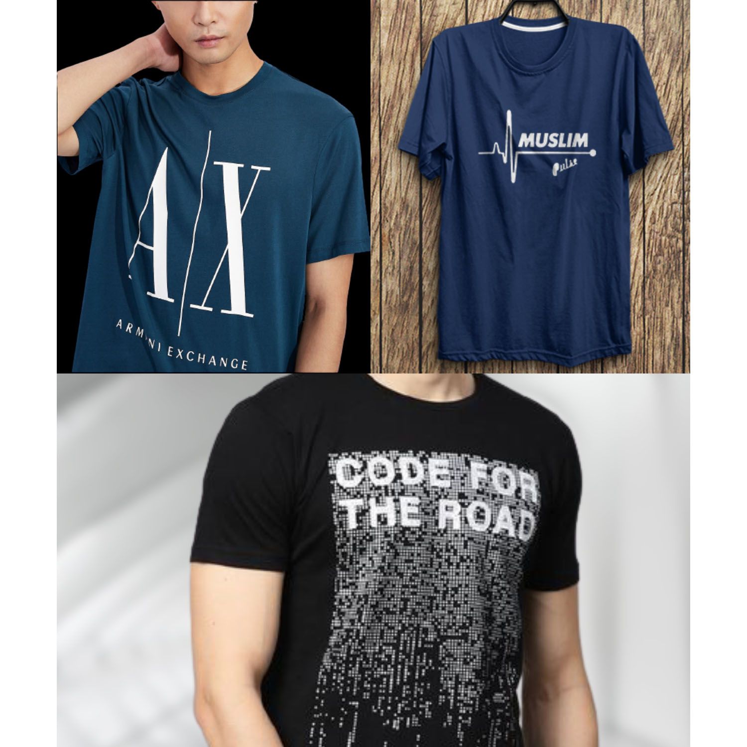 Export Exclusive Cotton Half Sleeve 3pis Combo Fashionable Printed T-shirt For Man