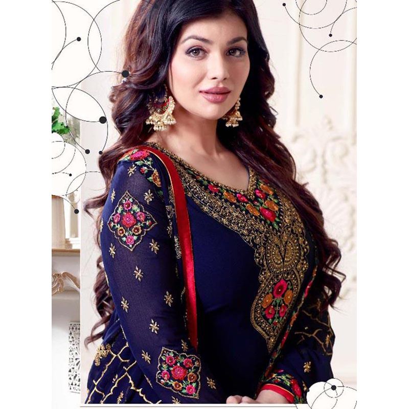 Exclusive Unstitched Georgette embroidery work Free Size Exclusive Designer Salwar Kameez Three Piece For women