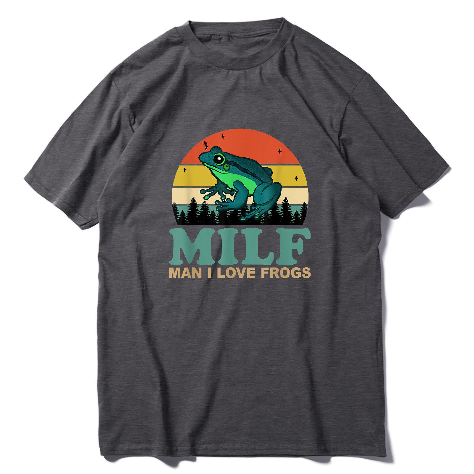 MILF Man I Love Frogs Funny Saying Frog Amphibian Lovers Vintage Funny UniT-Shirt Men's Shirt Short Sleeve Cotton Tops Tee