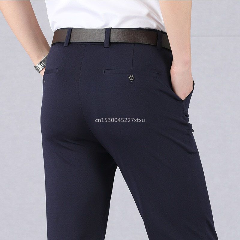 High Stretch Men's Classic Pants Spring Summer Casual Pants High Waist Trousers Business Casual Pants Dropshipping
