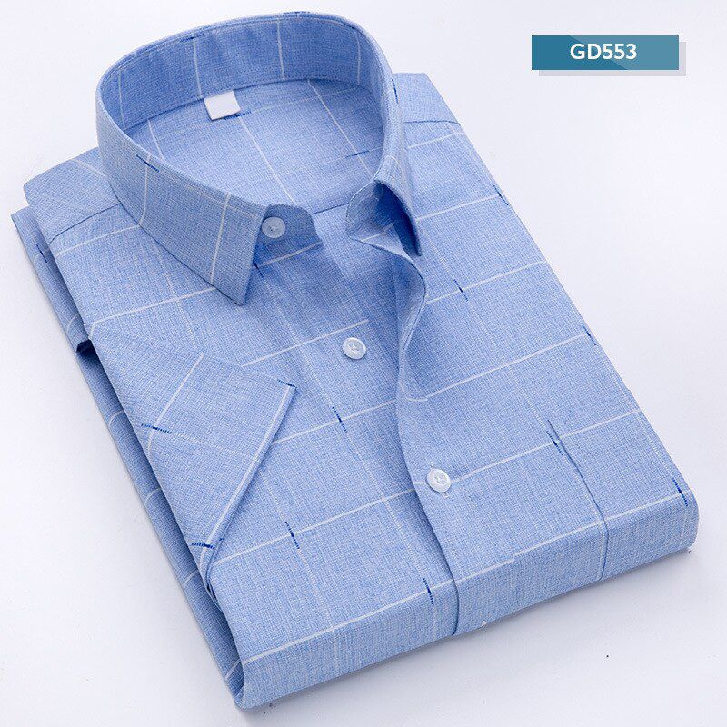 Quality Men's Short Sleeve Casual Shirt Summer Soft Button Down Collar Classic Style Male Man Plaids Shirts