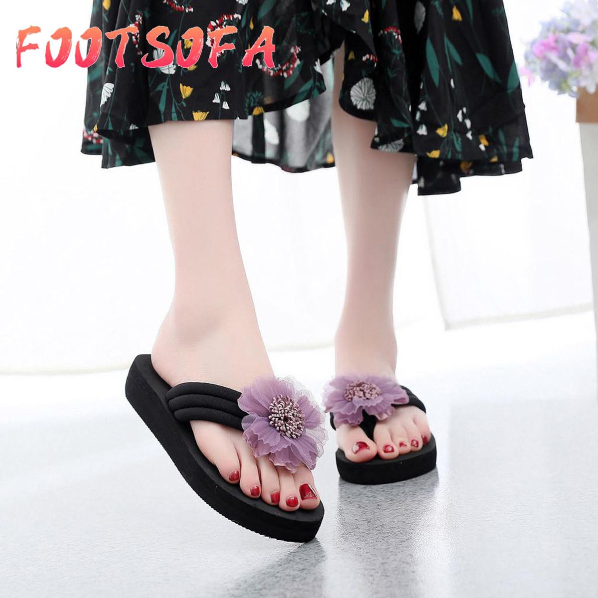 Women's Ladies Summer Flowers Home Beach Shoes Sandals Flip Flops Slippers