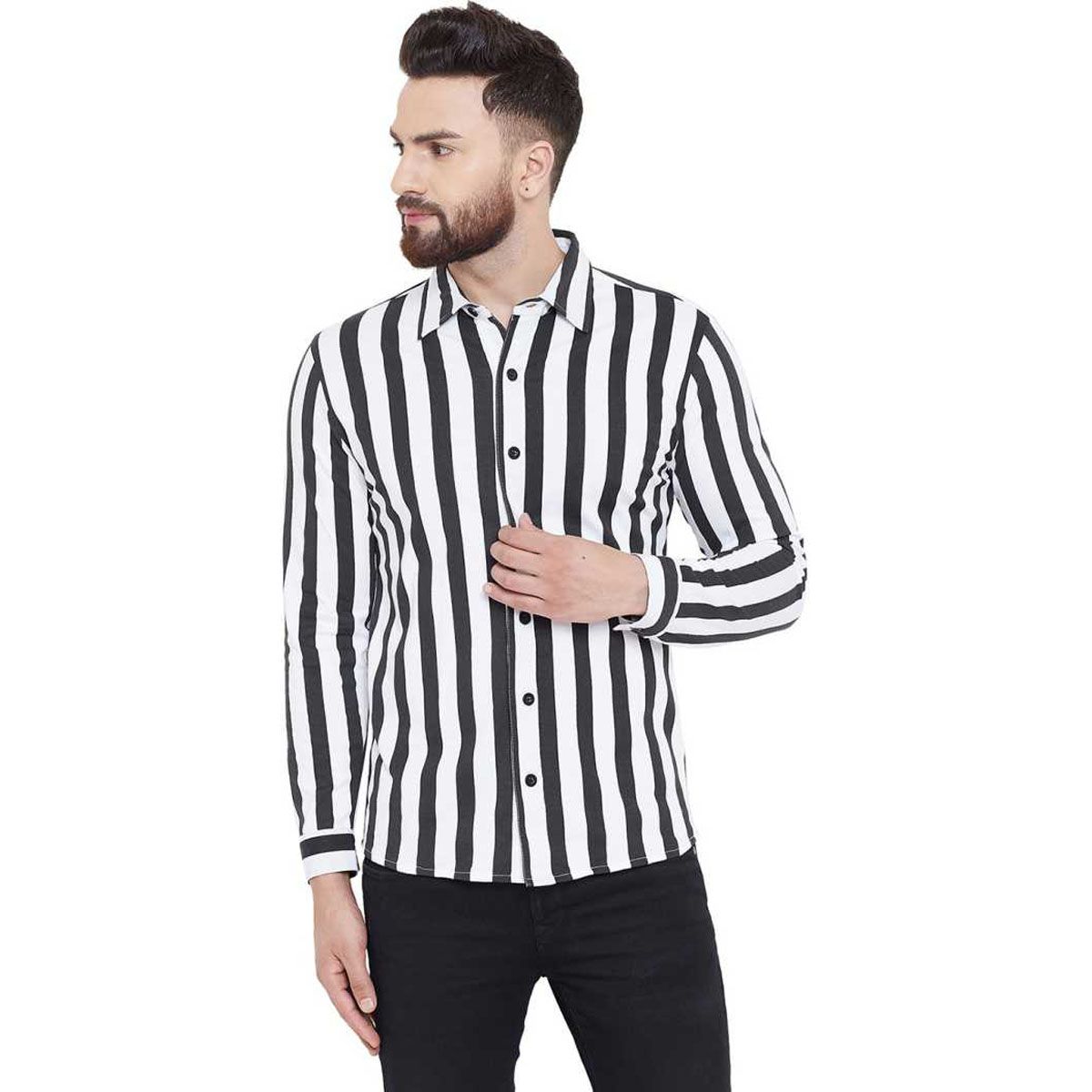 Fashionable Step Design  Slim fit Full sleeve shirt.